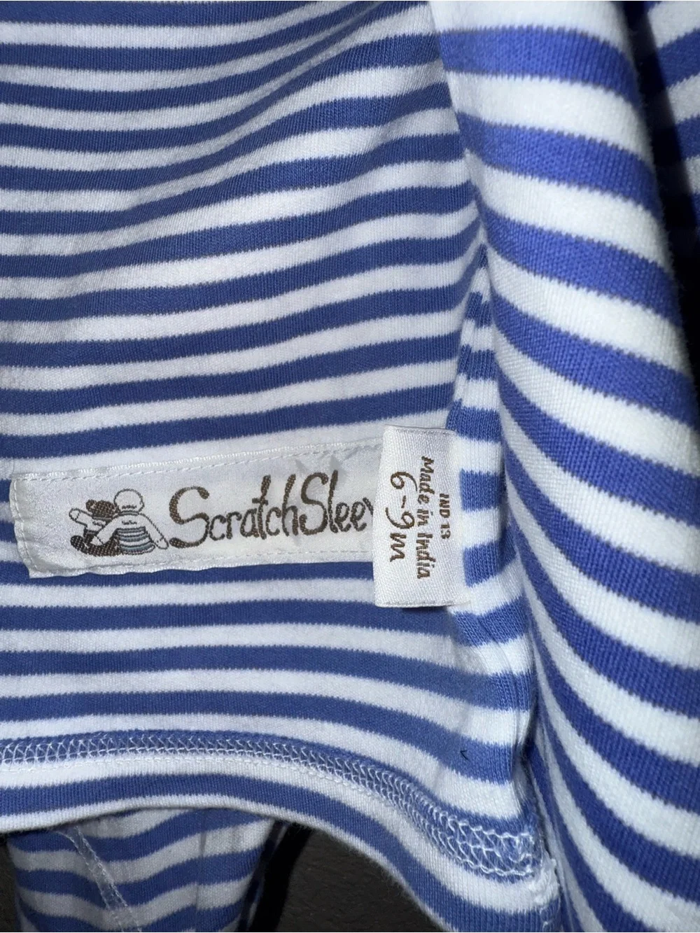 ScratchSleeves Blue & White Striped 3-Piece Baby Set 6–9M